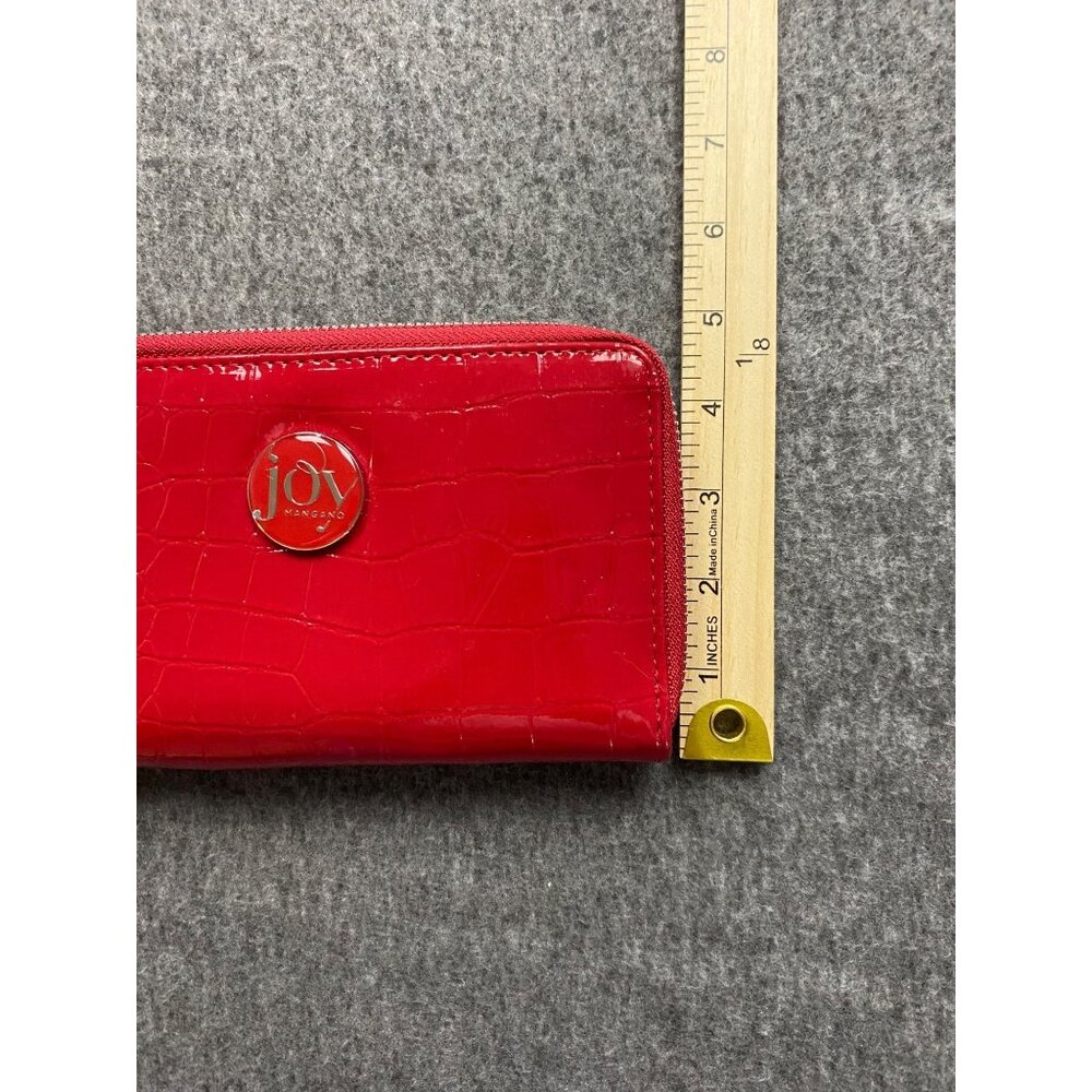 New Joy Mangano Red Croc Embossed Wallet 2 Wrap-Around Zippers With Card Slots - Picture 3 of 7